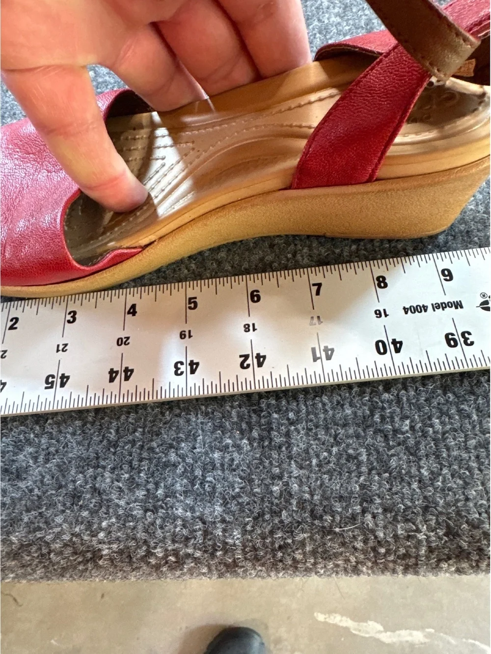 Crocs Women’s Red Leather Ankle Strap Wedge Sandals Open Toe Comfort Shoes
